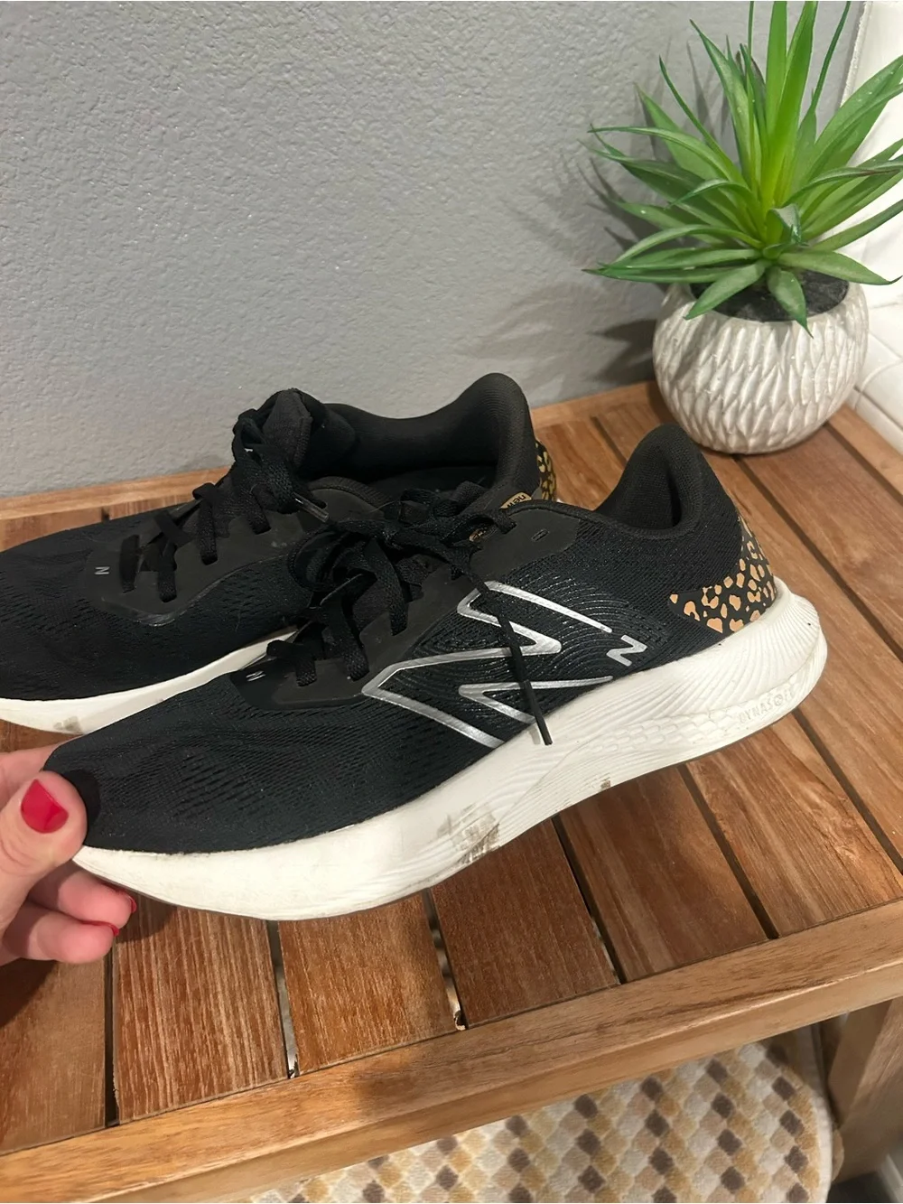 New Balance Black & leopard Athletic shoes